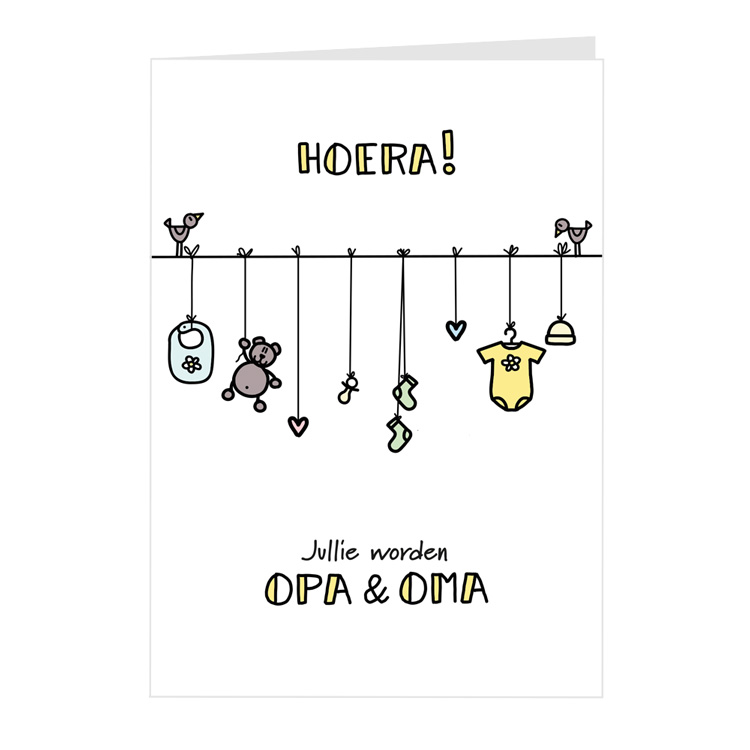 Afbeelding kaart. Hoera jullie worden opa en oma.